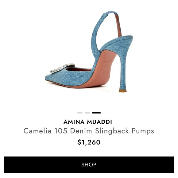 Amina Muaddi Blue Camelia 105 Slingback Pumps - Picture 3 of 12